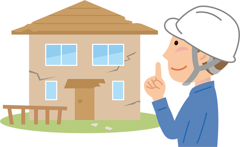 解体建物を見積る作業員のイラスト